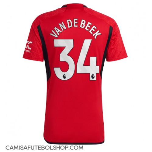 Camisa de time de futebol Manchester United Donny van de Beek #34 Replicas 1º Equipamento 2023-24 Manga Curta